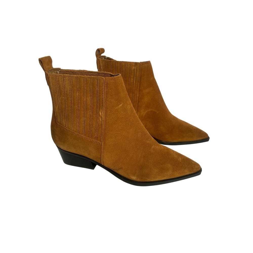 Marc Fisher LTD Womens Tan Suede Pointed Toe Chelsea Ankle Boots Size 5.5M